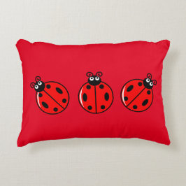 Drie Kleine Ladybugs - geborsteld polyester Accent Kussen