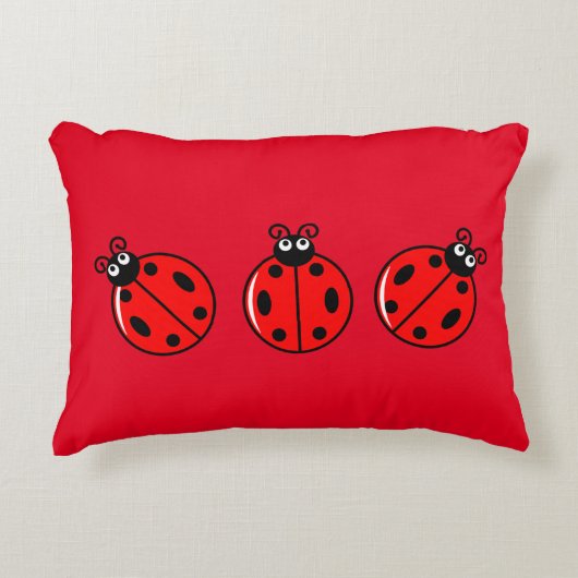 Drie Kleine Ladybugs - geborsteld polyester Accent Kussen (Voorkant)