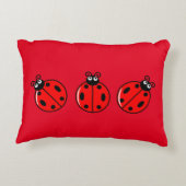 Drie Kleine Ladybugs - geborsteld polyester Accent Kussen (Achterkant)