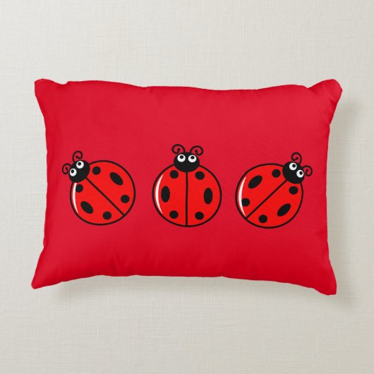 Drie Kleine Ladybugs - geborsteld polyester Accent Kussen (Achterkant)