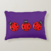 Drie Kleine Ladybugs - geborsteld polyester Accent Kussen (Voorkant)