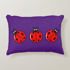 Drie Kleine Ladybugs - geborsteld polyester Accent Kussen