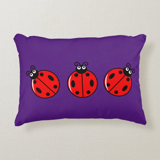 Drie Kleine Ladybugs - geborsteld polyester Accent Kussen (Voorkant)