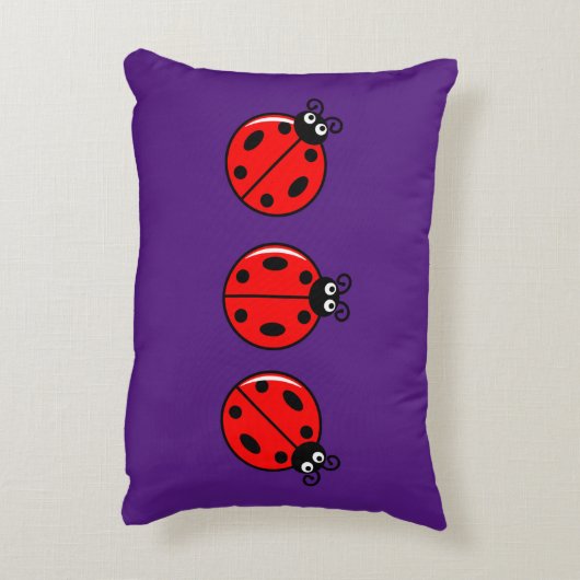Drie Kleine Ladybugs - geborsteld polyester Accent Kussen (Achterkant (Verticaal))