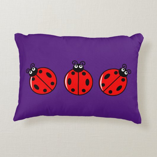 Drie Kleine Ladybugs - geborsteld polyester Accent Kussen (Achterkant)