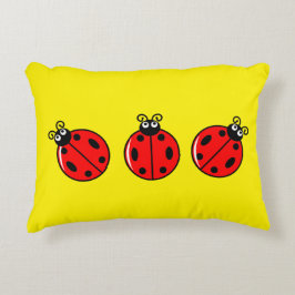 Drie Kleine Ladybugs - geborsteld polyester Accent Kussen
