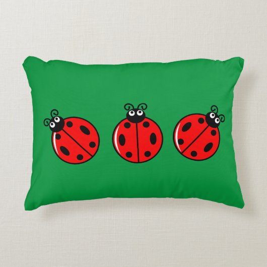 Drie Kleine Ladybugs - geborsteld polyester Accent Kussen (Voorkant)