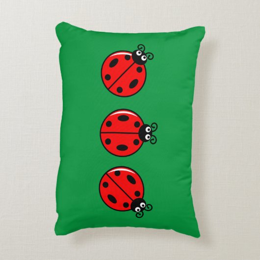 Drie Kleine Ladybugs - geborsteld polyester Accent Kussen (Achterkant (Verticaal))