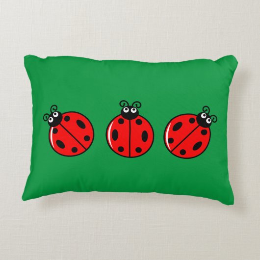 Drie Kleine Ladybugs - geborsteld polyester Accent Kussen (Achterkant)