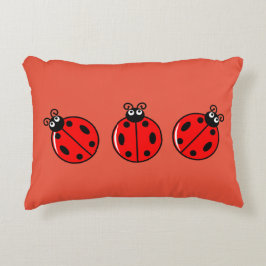 Drie Kleine Ladybugs - geborsteld polyester Accent Kussen
