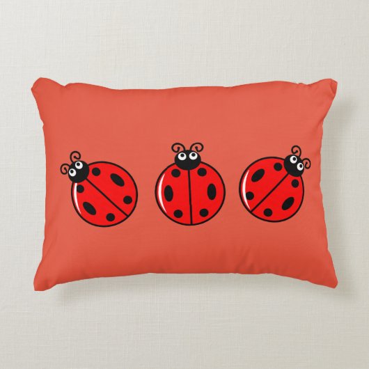 Drie Kleine Ladybugs - geborsteld polyester Accent Kussen (Voorkant)
