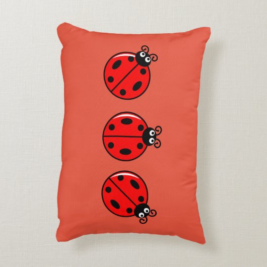 Drie Kleine Ladybugs - geborsteld polyester Accent Kussen (Achterkant (Verticaal))