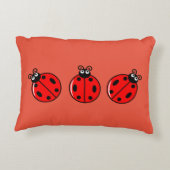 Drie Kleine Ladybugs - geborsteld polyester Accent Kussen (Achterkant)
