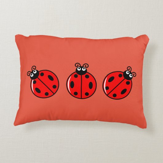 Drie Kleine Ladybugs - geborsteld polyester Accent Kussen (Achterkant)