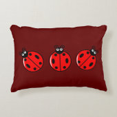 Drie Kleine Ladybugs - geborsteld polyester Accent Kussen (Voorkant)