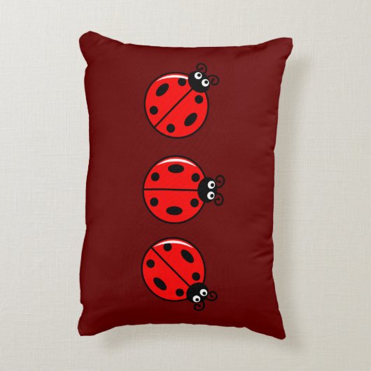 Drie Kleine Ladybugs - geborsteld polyester Accent Kussen (Achterkant (Verticaal))