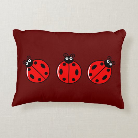 Drie Kleine Ladybugs - geborsteld polyester Accent Kussen (Achterkant)