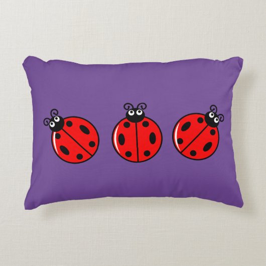 Drie Kleine Ladybugs - geborsteld polyester Accent Kussen (Voorkant)