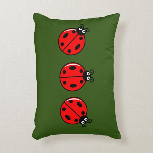 Drie Kleine Ladybugs - geborsteld polyester Accent Kussen (Voorkant(Verticaal))