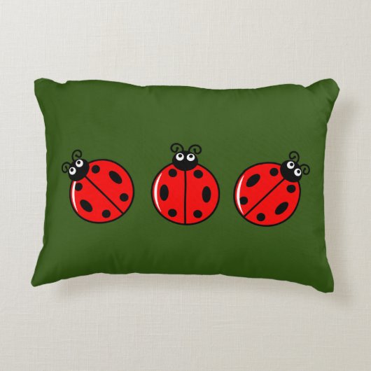 Drie Kleine Ladybugs - geborsteld polyester Accent Kussen (Achterkant)