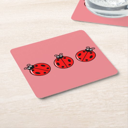 Drie kleine ladybugs - Onderzetter papier (Schuin)