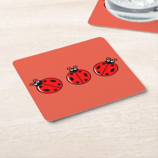 Drie kleine ladybugs - Onderzetter papier (Schuin)