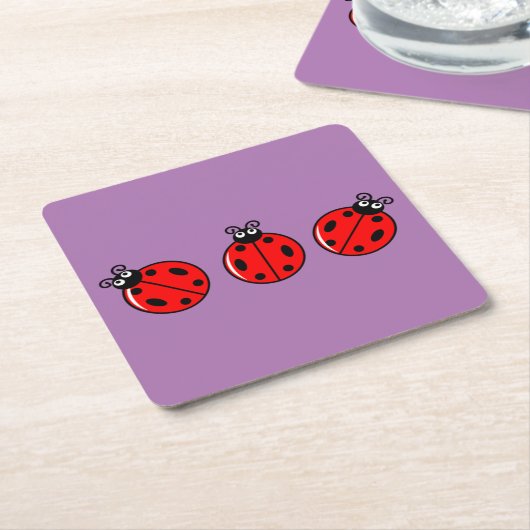 Drie kleine ladybugs - Onderzetter papier (Schuin)