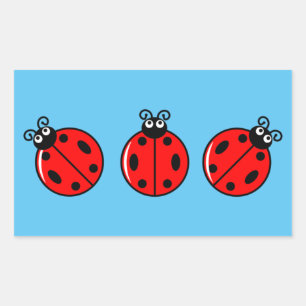 Drie kleine ladybugs - Rechthoekstickers Rechthoekige Sticker