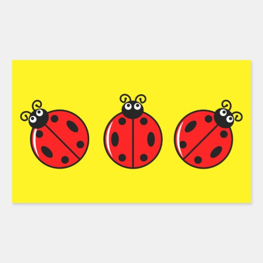 Drie kleine ladybugs - Rechthoekstickers Rechthoekige Sticker (Voorkant)