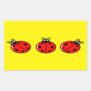 Drie kleine ladybugs - Rechthoekstickers Rechthoekige Sticker