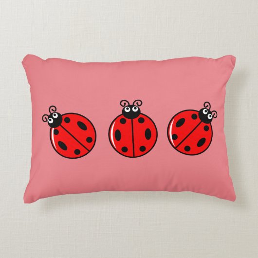 Drie Kleine Lieveheersbeestjes - Geborsteld Polyes Accent Kussen (Voorkant)