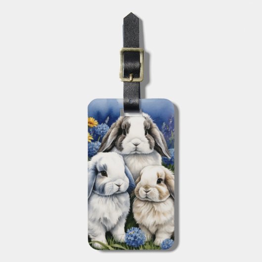 Drie kleine luipkonijnen bagagelabel (Voorkant verticaal)
