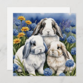 Drie kleine luipkonijnen feestdagenkaart (Voorkant / Achterkant)