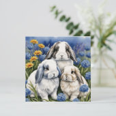 Drie kleine luipkonijnen feestdagenkaart (Staand voorkant)