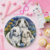 Drie kleine luipkonijnen papieren bordje (Feest)