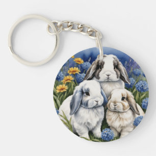 Drie kleine luipkonijnen sleutelhanger