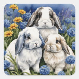 Drie kleine lup konijnenvierkant Sticker