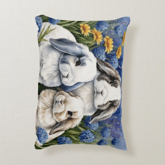 Drie kleine luskonijntjes accent kussen (Achterkant (Verticaal))