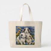 Drie kleine luskonijntjes grote tote bag (Achterkant)