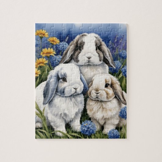 Drie kleine luskonijntjes legpuzzel (Verticaal)