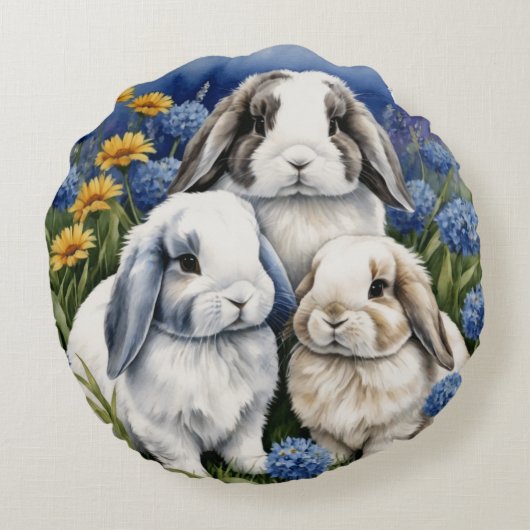 Drie kleine luskonijntjes rond kussen (Achterkant)