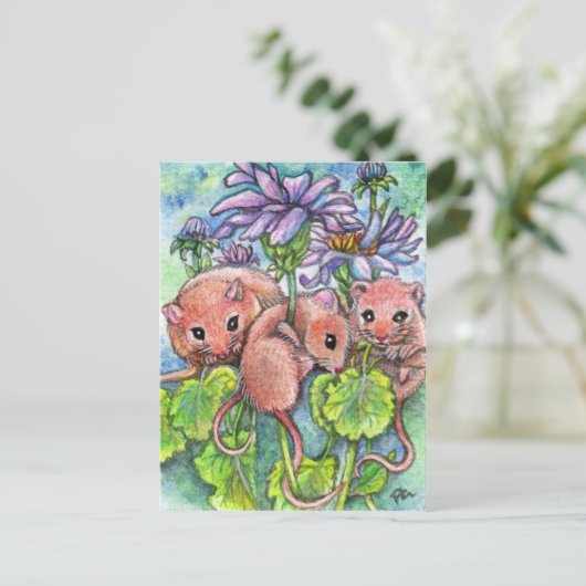 Drie kleine muizen briefkaart (Staand voorkant)