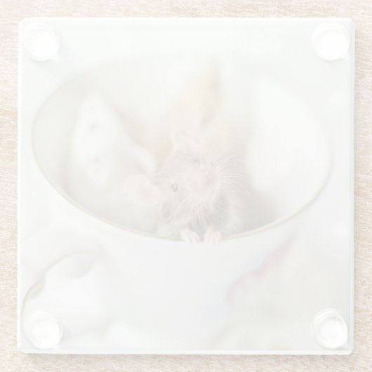 Drie kleine muizen glazen onderzetter (Achterkant)