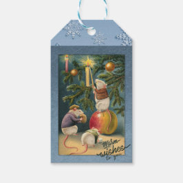 Drie kleine muizen versieren boom vakantie cadeau cadeaulabel