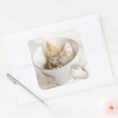 Drie kleine muizen vierkante sticker (Envelop)