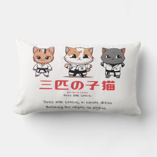 Drie kleine Ninja Katten Kussen (Voorkant)