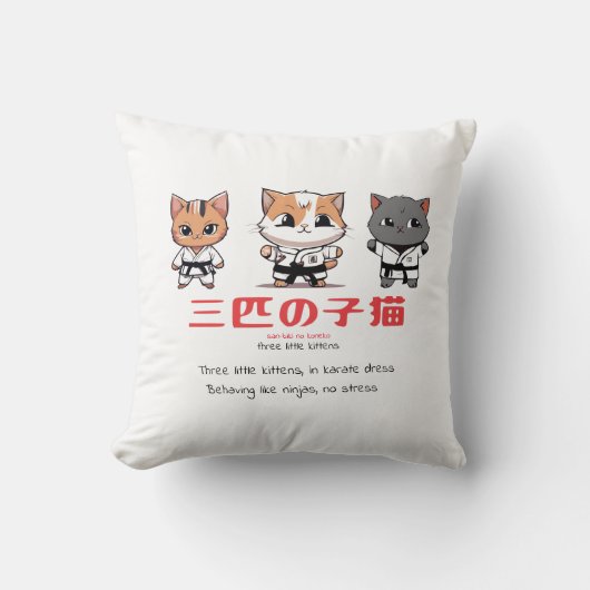 Drie Kleine Ninja Katties Kussen (Voorkant)
