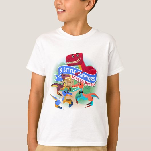 Drie kleine Raptors en T-Rex booys' Basic T-Shirt (Voorkant)