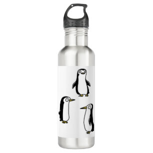 drie kleine schattige pinguïn waterfles