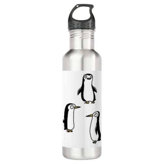 drie kleine schattige pinguïn waterfles  (Voorkant)